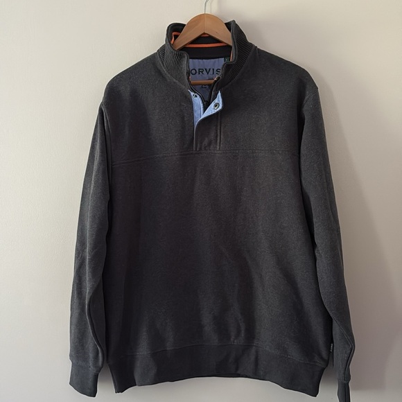Orvis Signature 1/4-Zip Snap Sweatshirt Long Sleeve Classic Fit Grey Size L - Picture 2 of 12